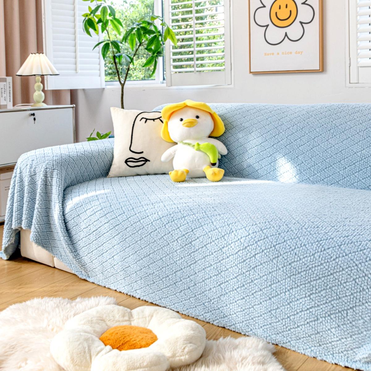 

Чехол для дивана с защитой от царапин, зимнее плюшевое цельное полотенце для дивана, универсальный чехол для дивана, двустороннее утолщенное одеяло для дивана 180*130cm