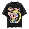 Anime Sailor Moon Printed Tshirt Mens and Womens Washed Tshirt High Quality Vintage Cotton Tshirt Harajuku YK Tops