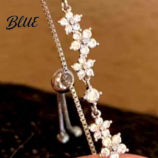 Cubic Zirconia Bracelet Flower Bracelet Adjustable Pull-Out Design Pull-out Slim