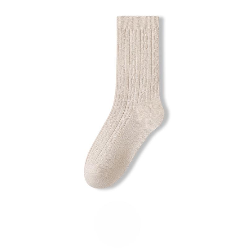 Female Spring and Autumn New Comfortable All Match Pure Color Hemp Boneless Sweat Absorbing Tube Socks