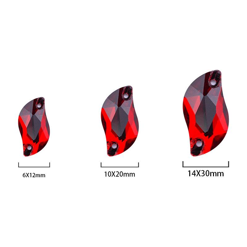 All Size All Color Ab S Shape Sew On Rhinestone Leaf Glass Crystal Sewing Flatback 2 Holes 6*12 10*20 14*30 for Dress Decoration