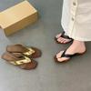 Fashion High Quality Faux Suede Clip Toe Flip Flops Women Summer Fashion Square Toe Wedge Slide Sandal Comfort Brand Designer Beach Shoe