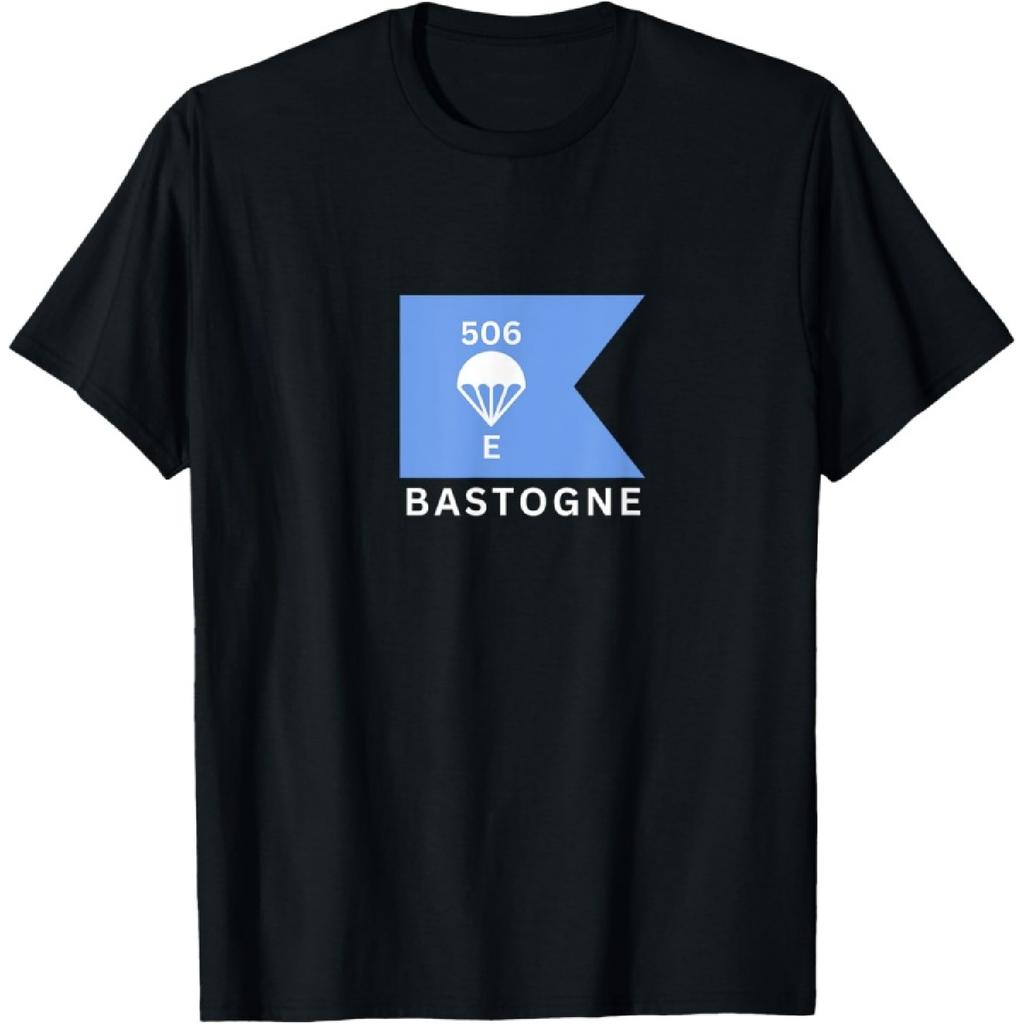 Kolay Şirket Gömleği Bayrak WW2 506 Bastogne Paraşüt T-Shirt