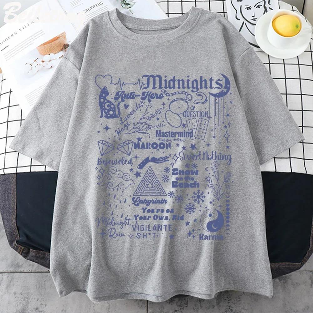 Taylor Swift Midnights Album Tracklist Doodle T-Shirt, Unisex Eras Tour Fan Merch, 100% Cotton Casual Streetwear Top