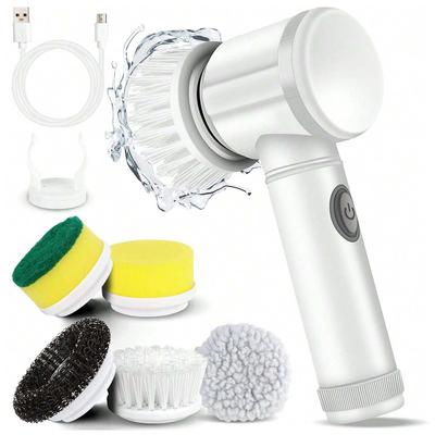 Electric Spin Scrubber Rechargeable with 5PCS Brush Heads Home Electric Rotary Scrubber Bathtub Tile Professional Cleaning Brush