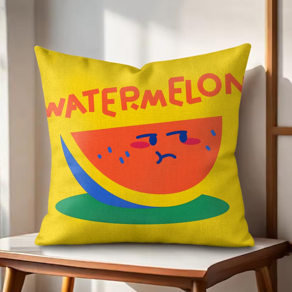 

Cute Anime Fruit Cushion Cover Natural Linen Organic Fabric DoubleSided Printing Couch Pillow Covers Home Decor 30x30cm