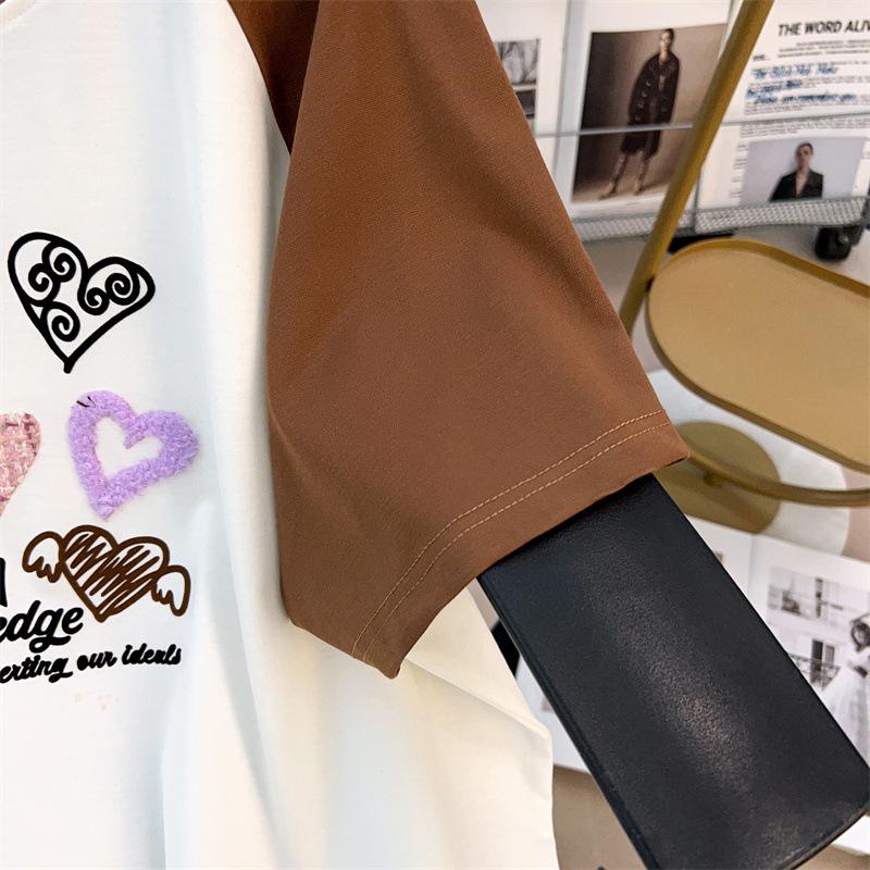 Plus Size Women's Loose Mid-Length Round Neck Short Sleeve T-Shirt (Available In 200/300/350 Jin) 1082