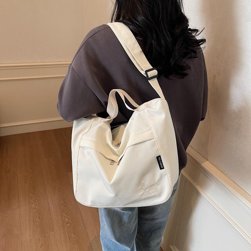 Student Class Handbag Lightweight Waterproof Nylon Cloth Tote Bag Large Capacity Crossbody Bag