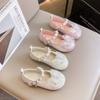 Girls princess leather shoes 2025 autumn new baby crystal single shoes versatile casual princess style performance shoes student shoes
