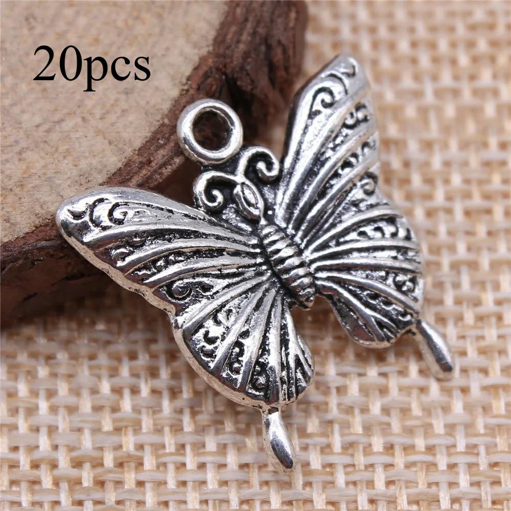 20 Pieces Of 23x23mm Fashionable And Versatile Butterfly Pendant