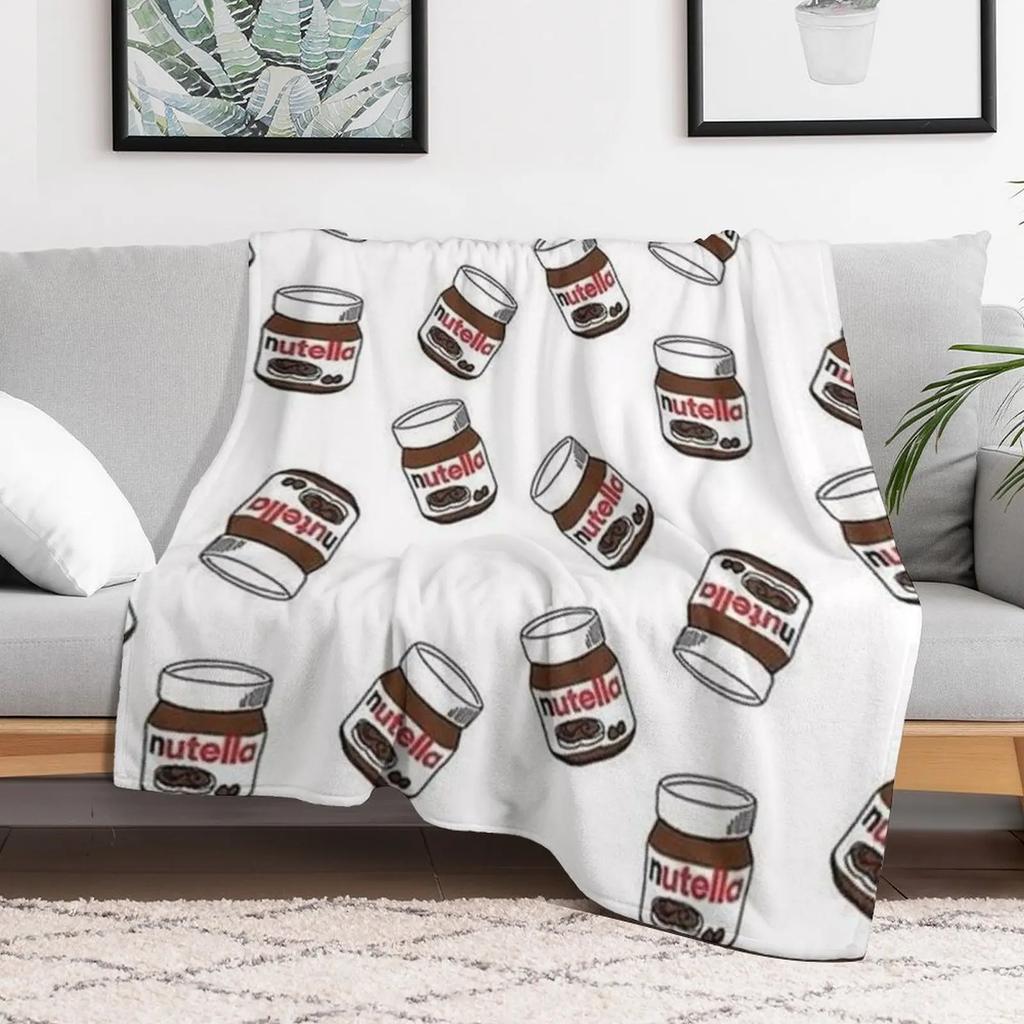 Nutella Pattern Set Throw Blanket Compact Warm Blanket for Car Road Trip