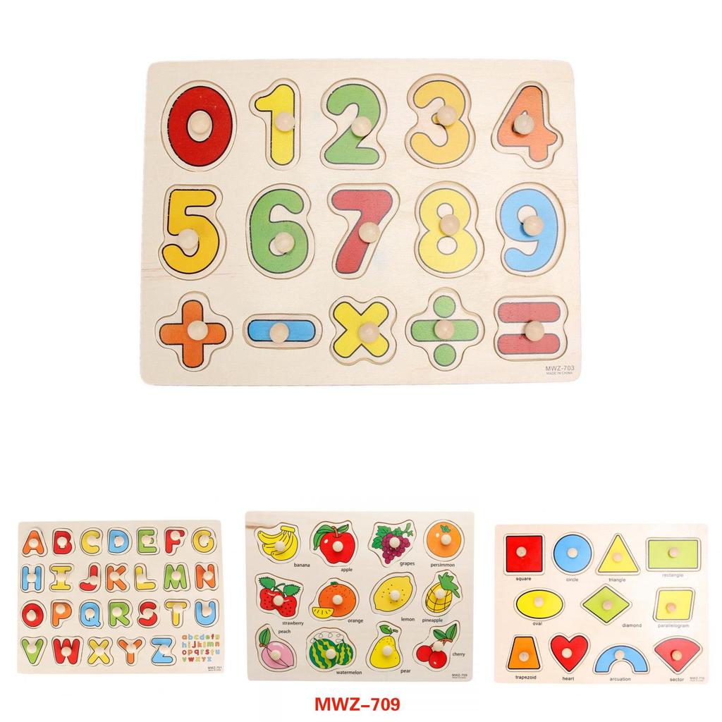 Colorful Alphabet Wooden Pegged Puzzle For Boys And Girls Above 3 Years Old