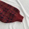 Girls' Retro Style Qianniao Grid Semi High Neck Autumn Sweater, Thick and Soft Imitation Cowhide, Comfortable and Warm Long Sleeved Top
