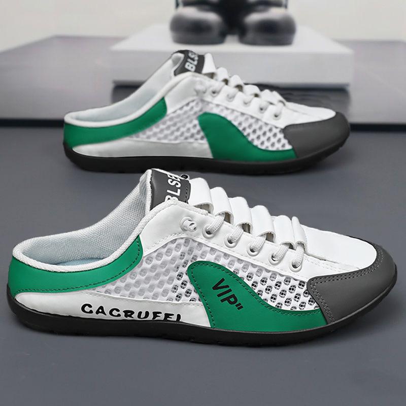 

Мужская обувь лето новая деловые тапочки дышащие на одной педали мужские сандалии модный тренд универсальные одинарные туфли повседневная обувь 44 [Default shoe box]