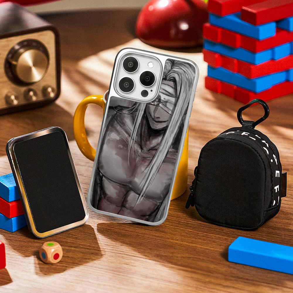 Mr Sil-vair Super Cool Man Design Phone Case for iPhone 16 15 14 13 12 11 Pro Max Sheepskin Silver-edged Protective Case