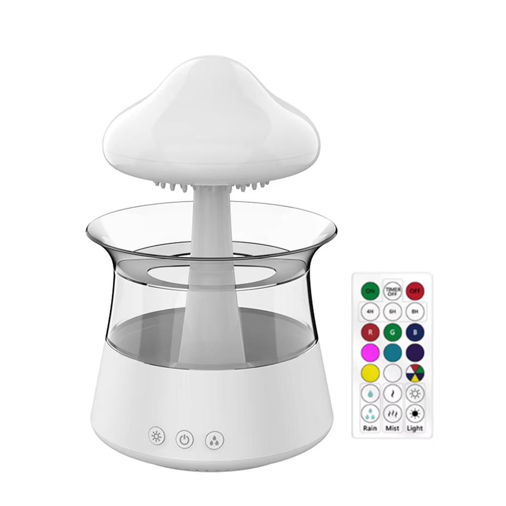 2 in 1 Raindrop Humidifier Aroma Diffuser Essential Oil Machine Home Wood Grain Large Capacity Mushroom Cloud Light Bedroom Mist
