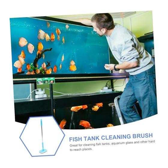VORCOOL Aquarium Cleaning Sponge Brush, Telescoping Long Handle, Glass Cleaner, Rectangle, 50x14x9cm, Aquarium, Tropical Fish, Goldfish Bowl, Moss