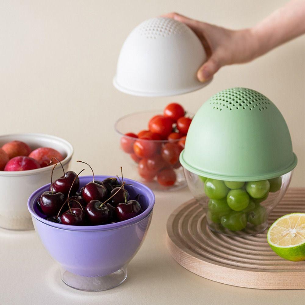 2Pcs Easy Cleaning Mini Fruit Basket Stackable Fruit Storage Containers Fruit Drain Bowl  Kitchen