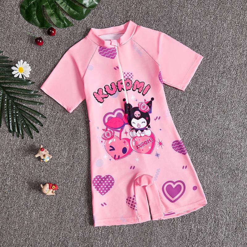 2025 Summer New Kids' Cartoon Swimsuit: Girls' One-Piece or Boys' Short-Sleeved Suit