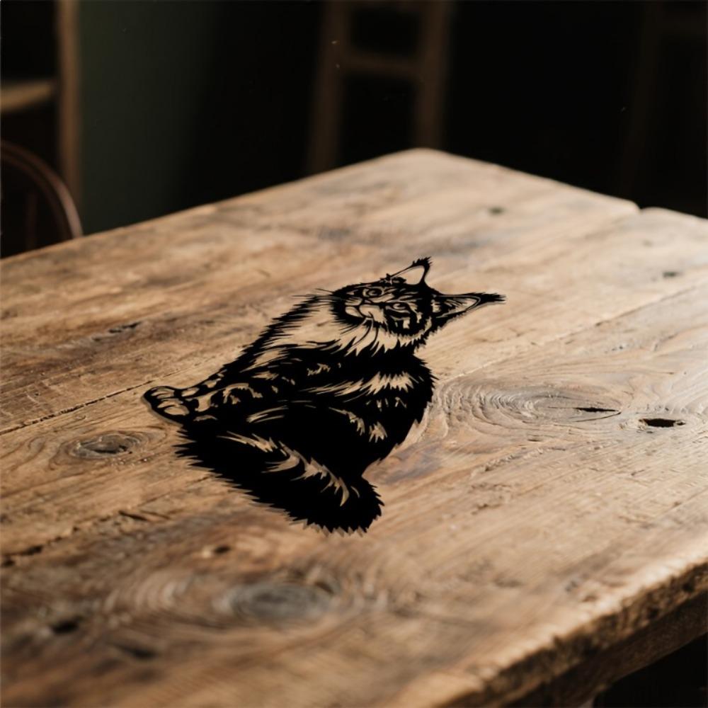 1pc 2D Flat Maine Coon Cat Wall Sculpture Retro Iron Metal Mounted Art Living Room Bedroom Office Decor Fluffy Feline Gift Cat Lover