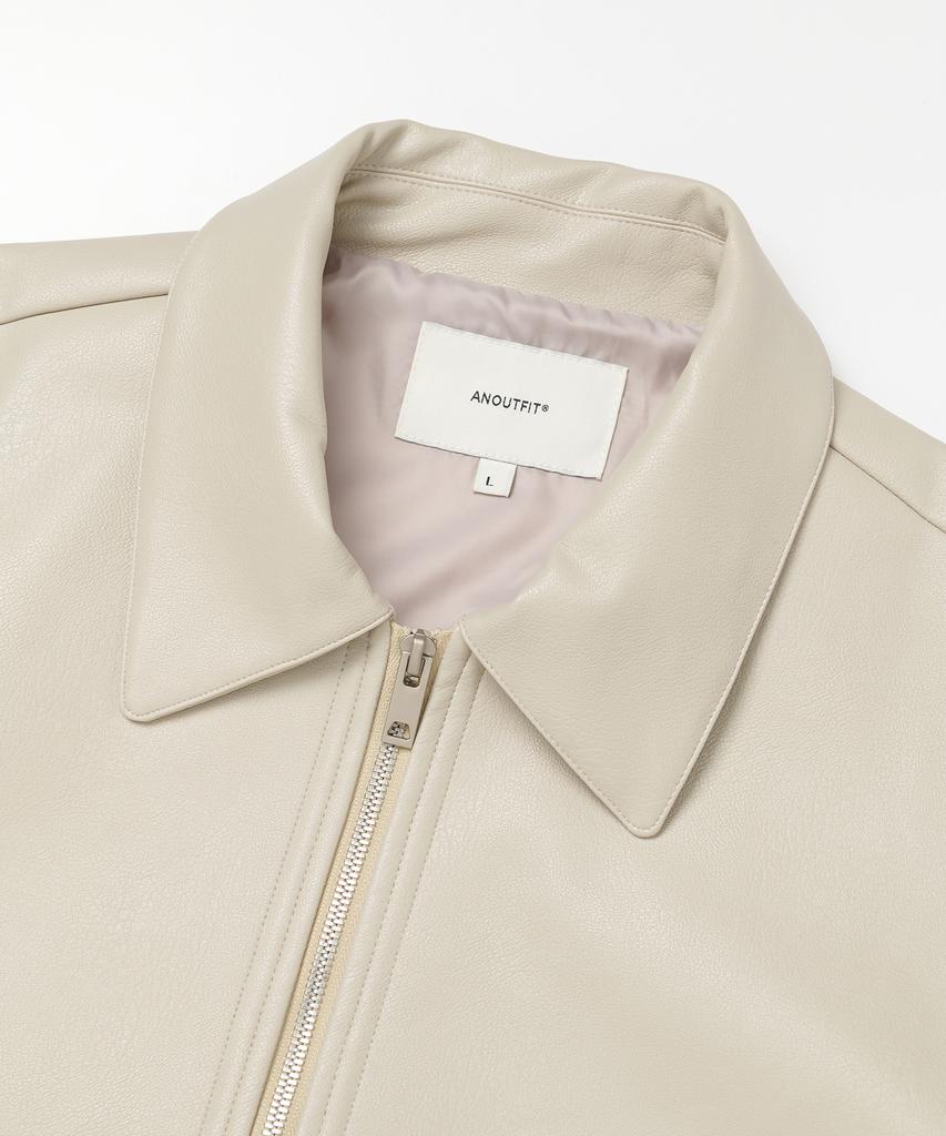 Aott Crop Vegan Leather Jacket Cream