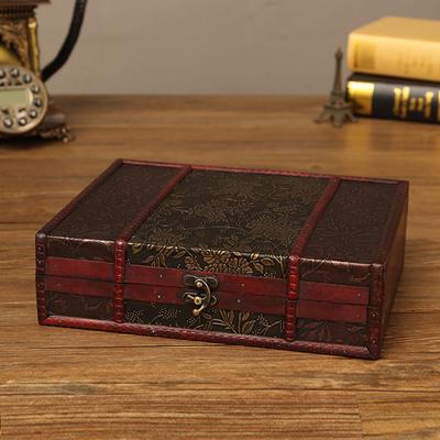 New Chinese Vintage Grasping Storage Box Flat Creative Desktop Book Storage Box Wooden Vintage Wooden Box