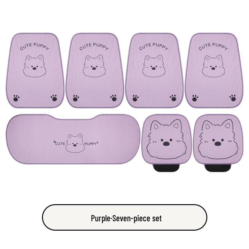 West Highlands Cute Cartoon Cotton Linen Car Seat Cushion for Women - Fits Toyota BZ3, RAV4, Corolla, and Ruifang