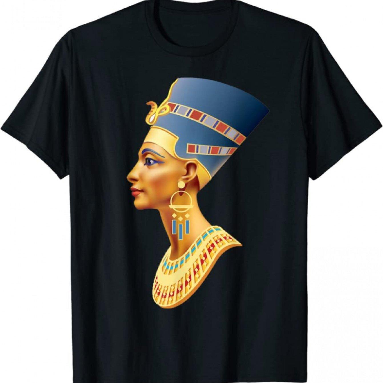 Мужская повседневная хлопковая футболка с круглым вырезом и графическим принтом Египетской царицы Нефертити, для ежедневной носки S