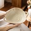 Handmade Coarse Pottery Binaural Plate Retro Salad Plate B & B Restaurant Bread Tableware Bowl Household Soup Bowl Binaural Bowl