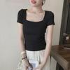 Women's Spring/Summer 2025 Square-Collar Short-Sleeve Slim Top