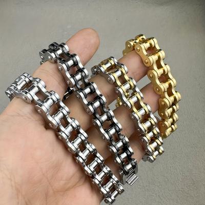 1pcs Punk Rock Stainless Steel Biker Mens Bracelet Link Chain Motorcycle Bike Bicycle Chain Bracelets Bangles