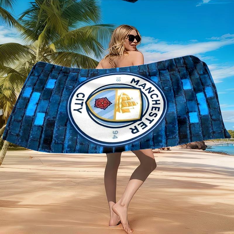 Asciugamano da Spiaggia in Microfibra Stampato City Football Club, Morbido e Assorbente, Asciugatura Rapida, Ideale per Viaggi Estivi, Essenziale per la Spiaggia, Piscina