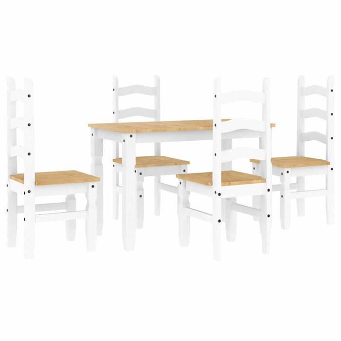 VidaXL Ensemble à manger Panama 5 pcs blanc bois de pin massif, ensemble de table à manger, table et chaises de cuisine, 3345199
