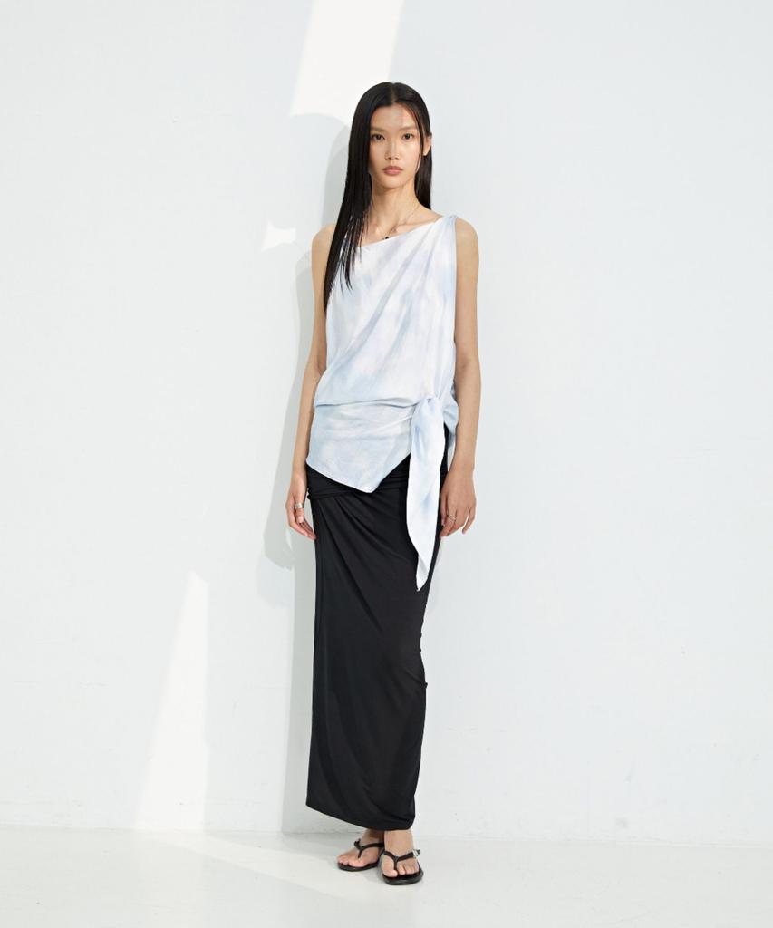 MONDAYFLOW Jersey Fluid Skirt_Black