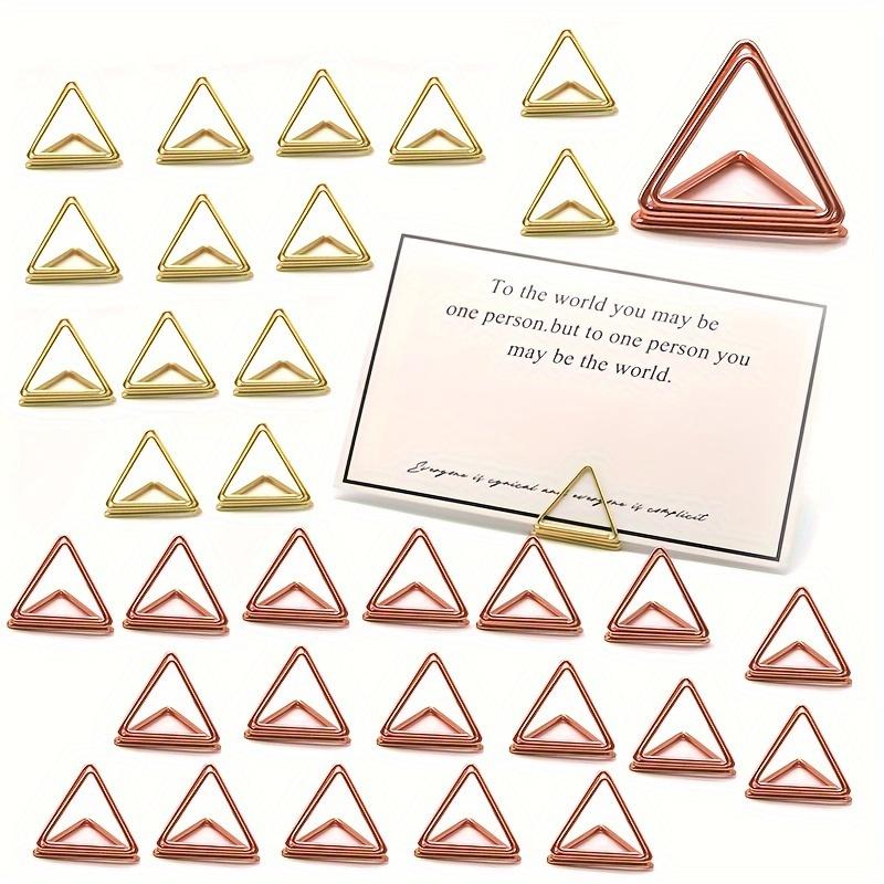 Triangular Name Card Holders, Hotel Table Number Stands, Desktop Note Clips, Upright Metal Message Clips, Postcard and Wedding Photo Clips in Rose Gol