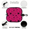 Pink Black Heart Pattern Soft Fabric Sunglasses Case,Portable Anti Scratch Eyewear Protective Pouch,Lightweight Travel Spectacle Holder Gift