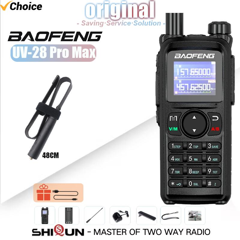 Baofeng UV-28 Pro Max Walkie Talkie Type-C Charge Tri-Band 999CH High Capacity NOAA One Touch Frequency Search Two Way Ham Radio