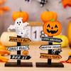 Halloween Pumpkin Letter Wooden Ornament, Tree Shaped Ghost Desktop Display, Halloween Desktop Decoration