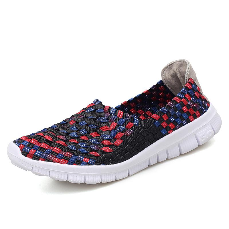Damen Sneakers Sommer Atmungsaktiv Leichte Slipper Damen Flache Schuhe Damen Loafer Manuell Gewebte Flache Damen Freizeitschuhe