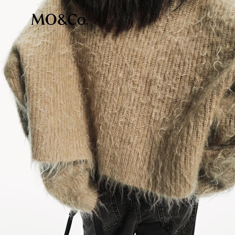 MO&Co. Autumn Hand-Brushed Mohair Wool Blend Loose Sweater