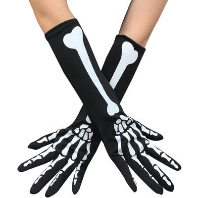 Halloween Series Skeleton Gloves Long Gloves Horror Skull Claw Bone Cosplay Ghost Face Skeleton Show Gloves Costume Mittens