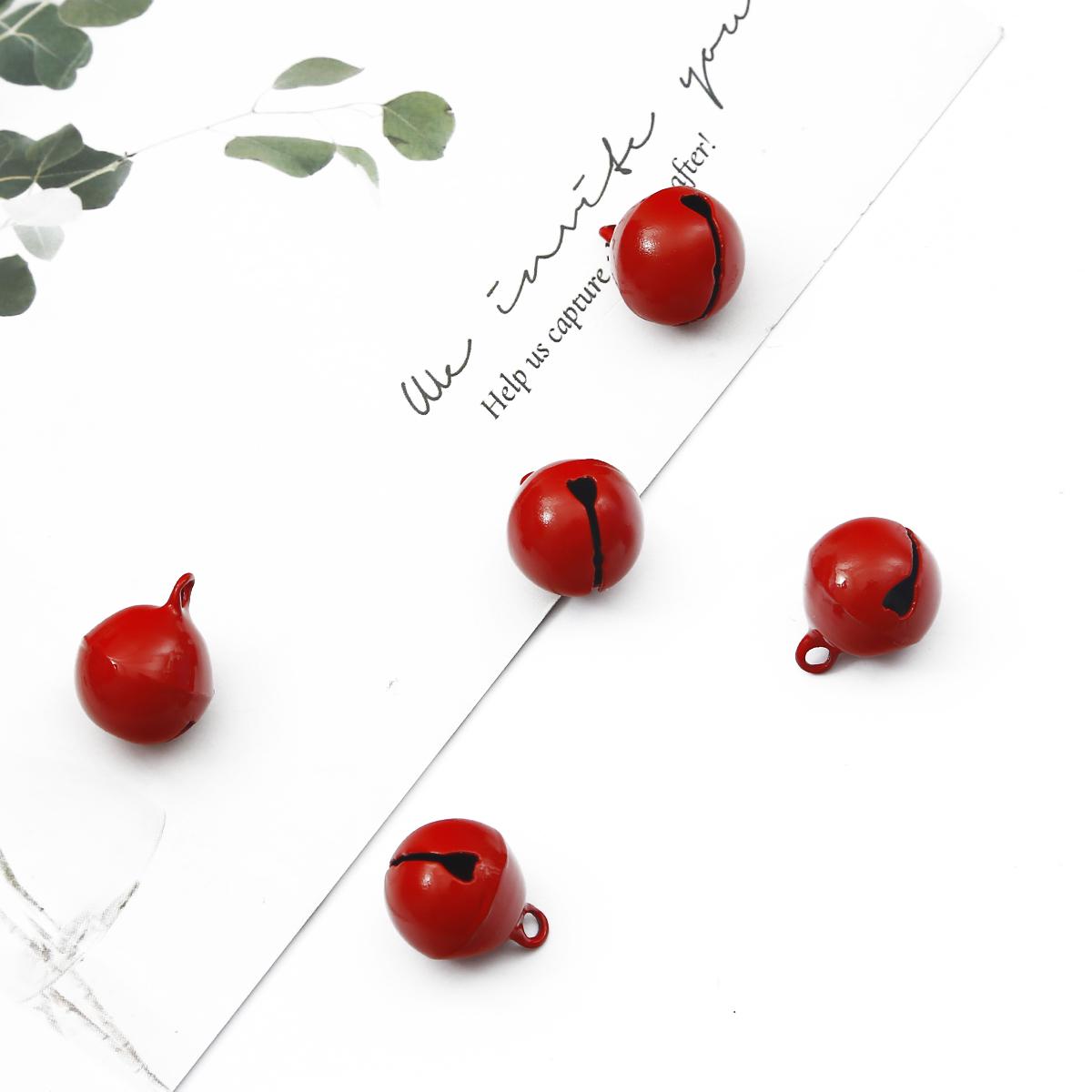 

100 шт./лот цветные железные металлические бусины, колокольчики, рождественские украшения, подвески, поделки из материала, рождественские колокольчики красный