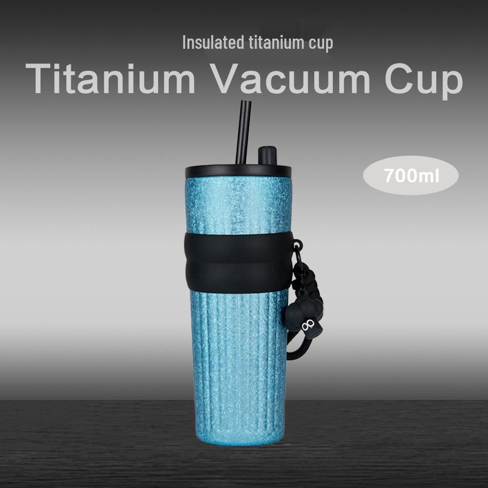 

Titanium Clad 316 Stainless Steel Insulated Travel Cup with Straw - Large Capacity for Car & Office 700ml