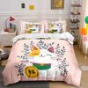 Lucky Cat with Leaves Design Bedding Duvet Cover Set Duvet Cover Pillowcases  (1*Duvet Cover 2*Pillowcases, Without Duvet Insert)