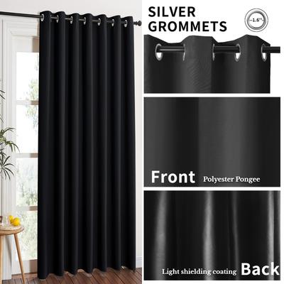 Blackout Curtain for Living Room Polyester Pongee Grommet Thermal Insulated Light Blocking Curtain Drape for Patio French Door