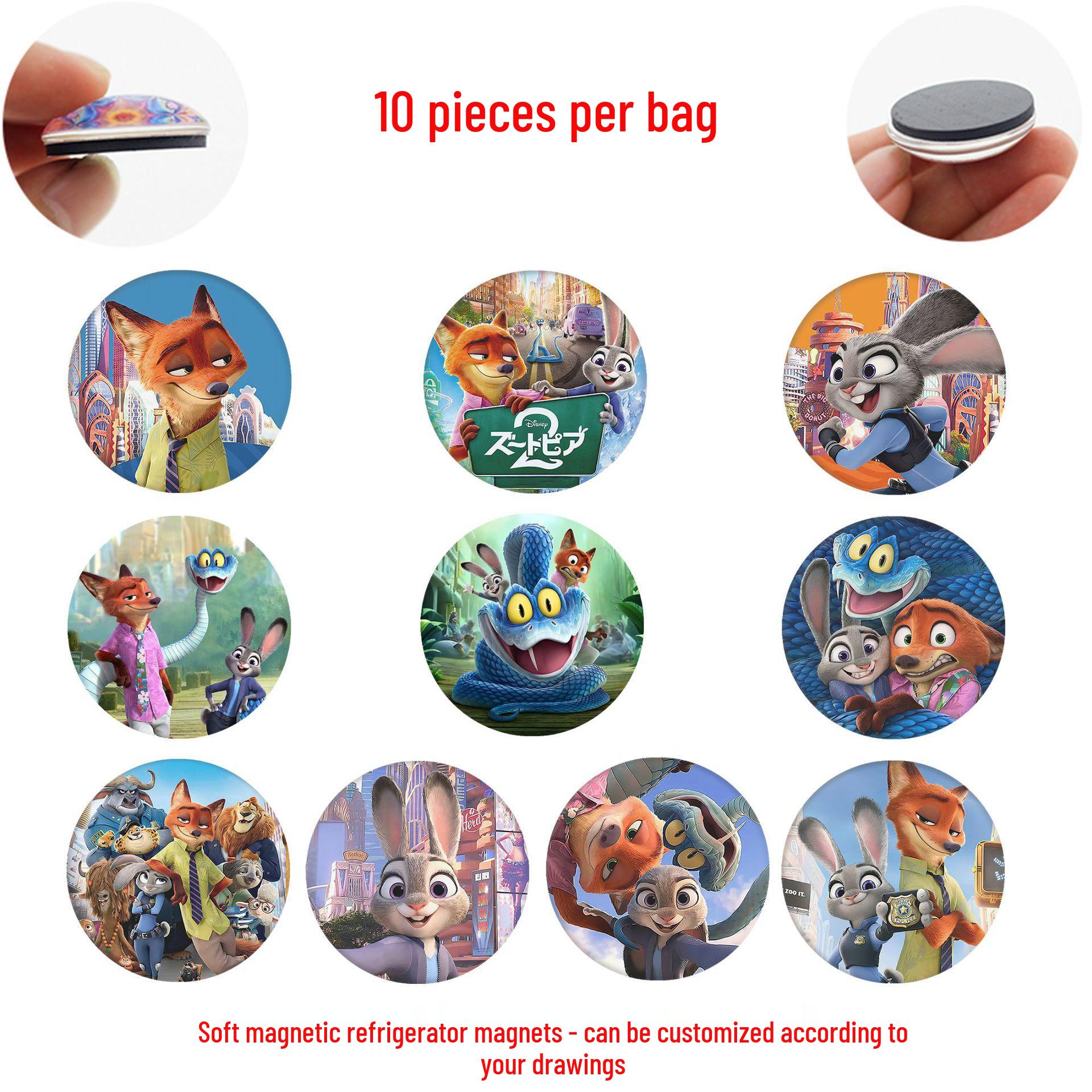 

Zootopia 2 Anime Magnetic Refrigerator Sticker - Cute Judy & Nick Home Decor 25MM Set of 10 (FDL140)
