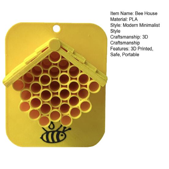 3D Printed Bee House Outdoor Honeycomb Hotel for Garden Yard Balcony Small Bee Hive for Bees Butterflies Ladybugs Pollinators