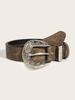 Slimming Versatile Belt Brown Belt With Distinctive Pressed Big Flower Buckle