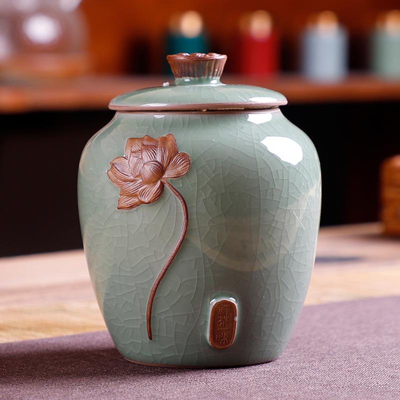 Flower Pattern Tea Box Porcelain Tea Caddy For Kitchen Decor Portable Sealed Jar Moisture-Proof Coffee Canister Tea Accessories