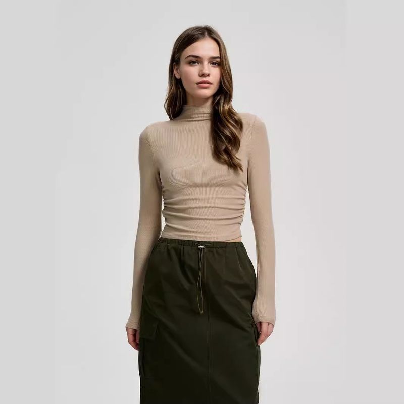 Fashion Wind New Arrival Graceful Personality Elegance Turtleneck Long Sleeve Inner Wear Skinny Stretchy Slimming Women's Base Shirt Tops